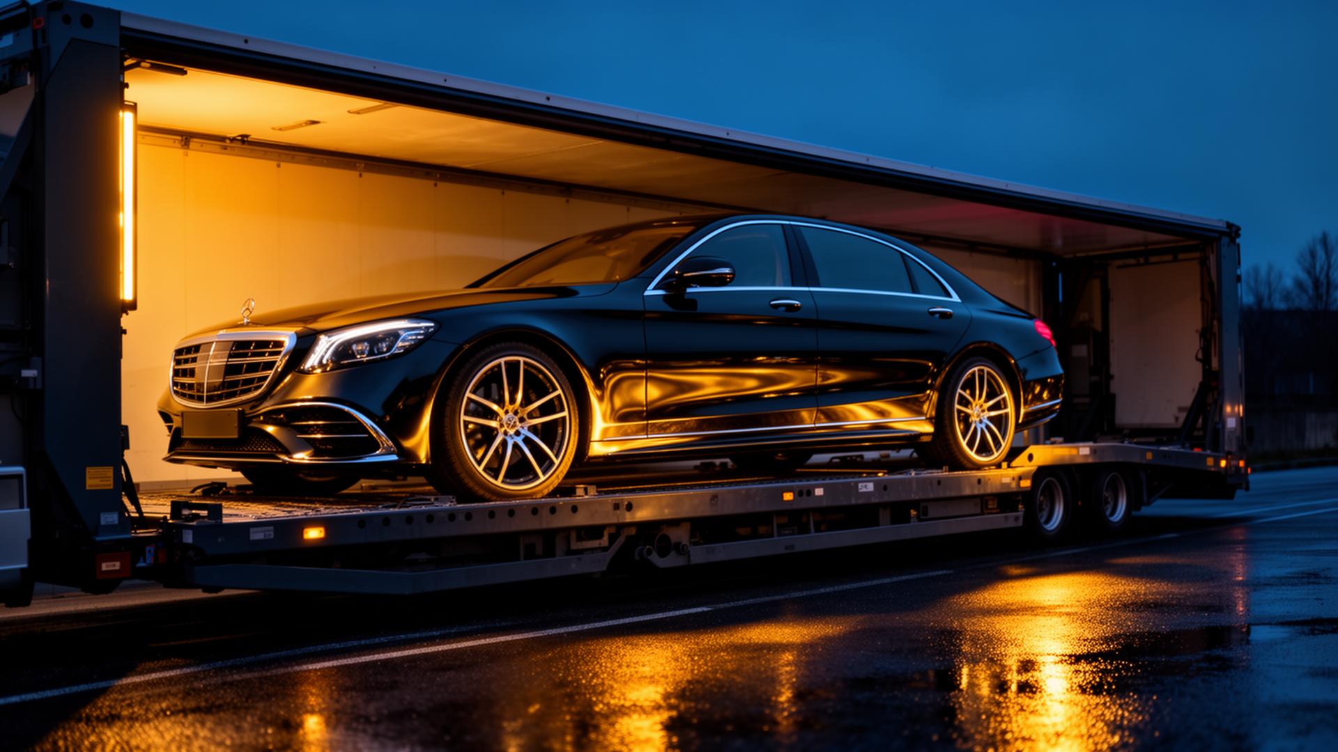 Premium saksalainen luksusauto ammattimaisessa autokuljetuksessa — auton tuonti Saksasta Suomeen
