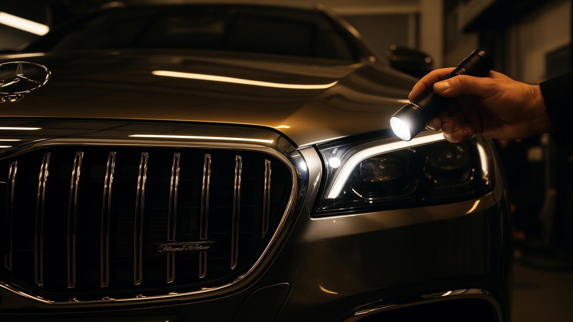 Premium-auton tarkastus työpajassa — Saksan Autoavun kohdetarkistus